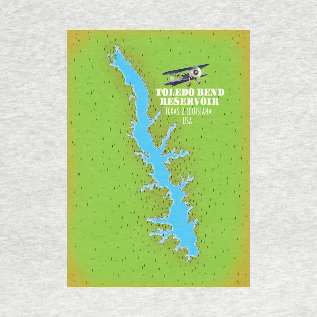 Toledo Bend reservoir Texas & Louisiana Map by nickemporium1